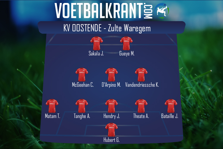Opstelling KV Oostende | KV Oostende - Zulte Waregem (25/10/2020)