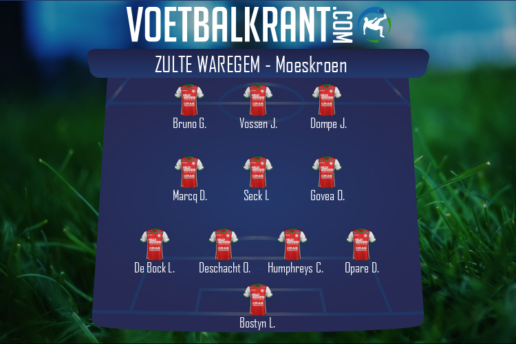 Opstelling Zulte Waregem | Zulte Waregem - Moeskroen (09/01/2021)