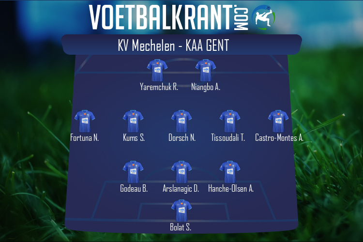 Opstelling KAA Gent | KV Mechelen - KAA Gent (19/02/2021)