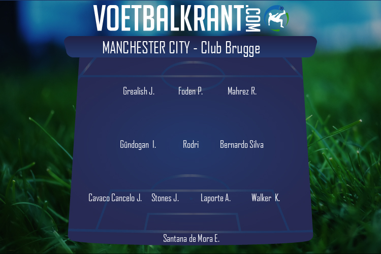Opstelling Manchester City | Manchester City - Club Brugge (03/11/2021)