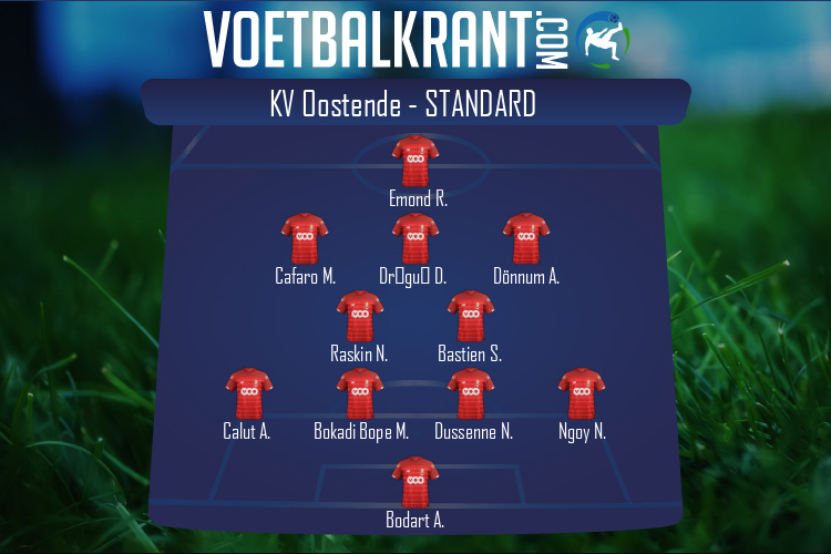 Opstelling Standard | KV Oostende - Standard (19/02/2022)