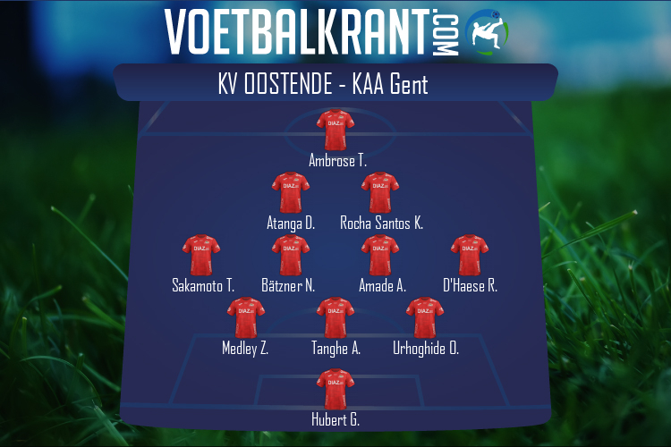 Opstelling KV Oostende | KV Oostende - KAA Gent (12/08/2022)
