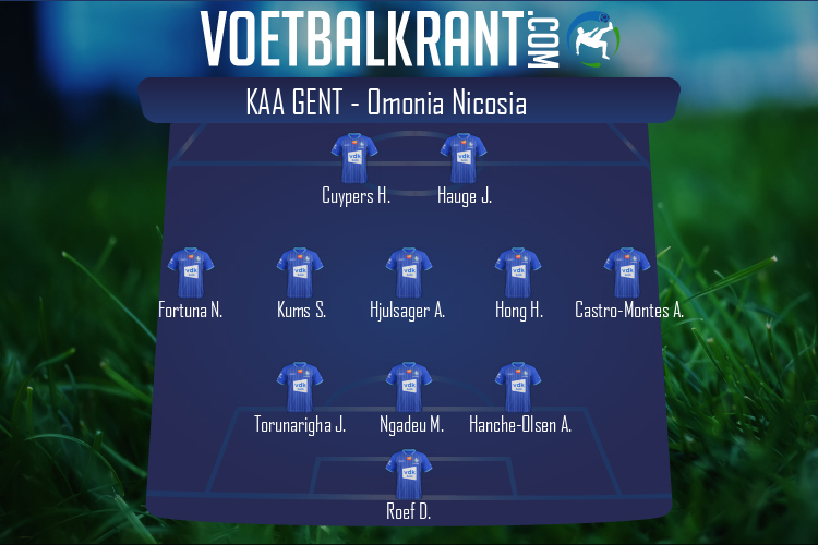 Opstelling KAA Gent | KAA Gent - Omonia Nicosia (18/08/2022)