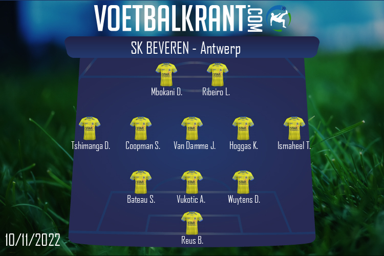 Opstelling SK Beveren | SK Beveren - Antwerp (10/11/2022)