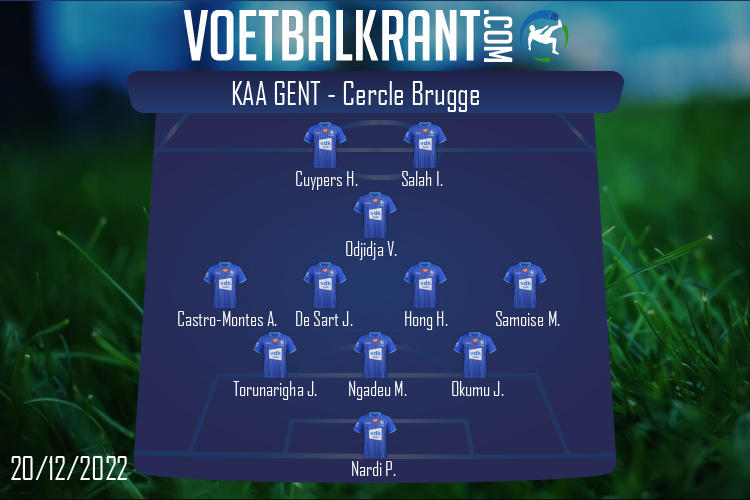 Opstelling KAA Gent | KAA Gent - Cercle Brugge (20/12/2022)