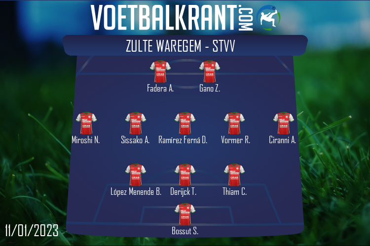 Opstelling Zulte Waregem | Zulte Waregem - STVV (11/01/2023)
