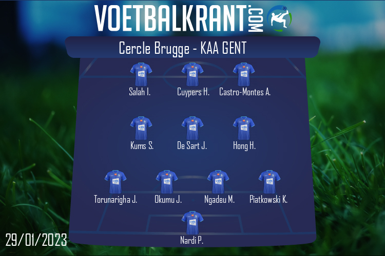 Opstelling KAA Gent | Cercle Brugge - KAA Gent (29/01/2023)