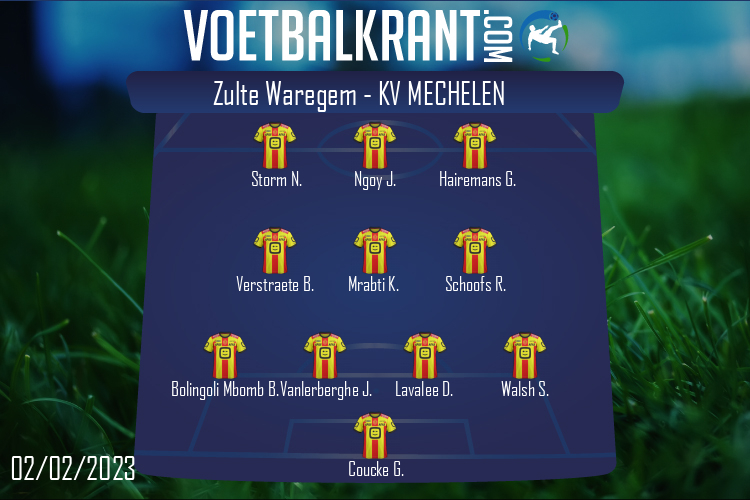 Opstelling KV Mechelen | Zulte Waregem - KV Mechelen (02/02/2023)