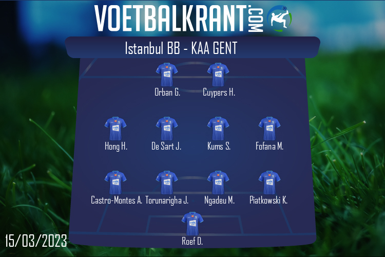 Opstelling KAA Gent | Istanbul Basaksehir FK - KAA Gent (15/03/2023)