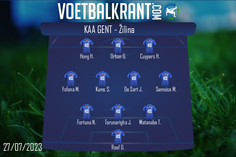 Opstelling KAA Gent | KAA Gent - Žilina (27/07/2023)