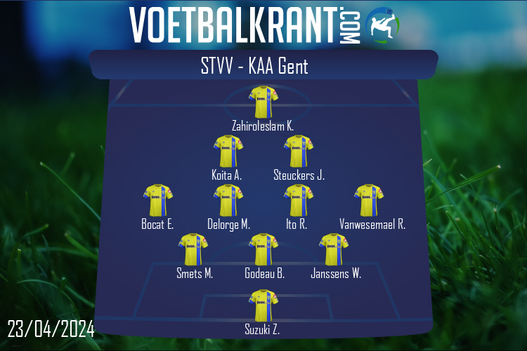 Opstelling STVV | STVV - KAA Gent (23/04/2024)