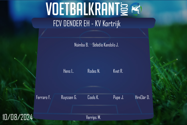 Opstelling FCV Dender EH | FCV Dender EH - KV Kortrijk (10/08/2024)
