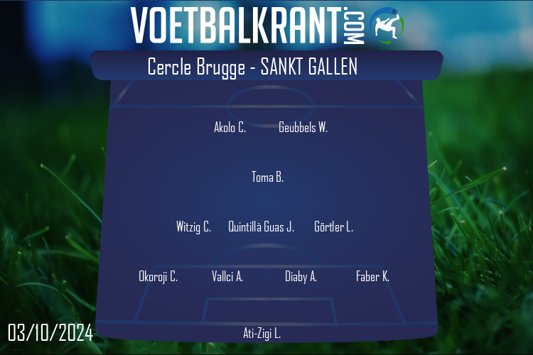 Opstelling Sankt Gallen | Cercle Brugge - Sankt Gallen (03/10/2024)