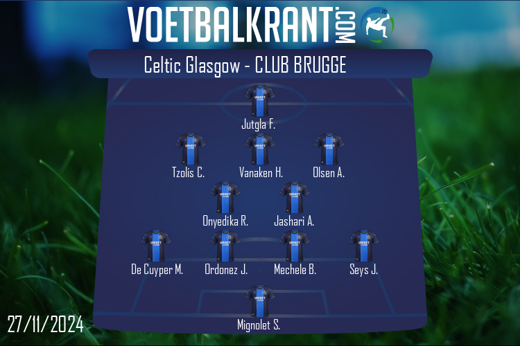 Opstelling Club Brugge | Celtic Glasgow - Club Brugge (27/11/2024)