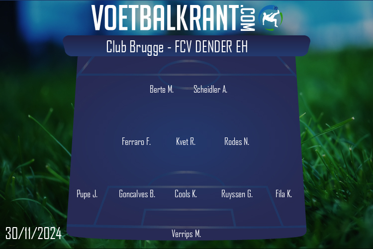 Opstelling FCV Dender EH | Club Brugge - FCV Dender EH (30/11/2024)