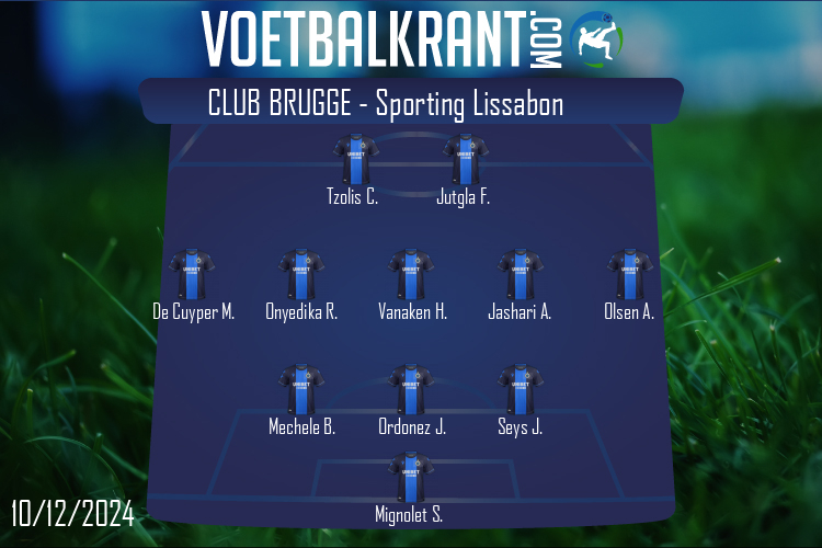 Opstelling Club Brugge | Club Brugge - Sporting Lissabon (10/12/2024)