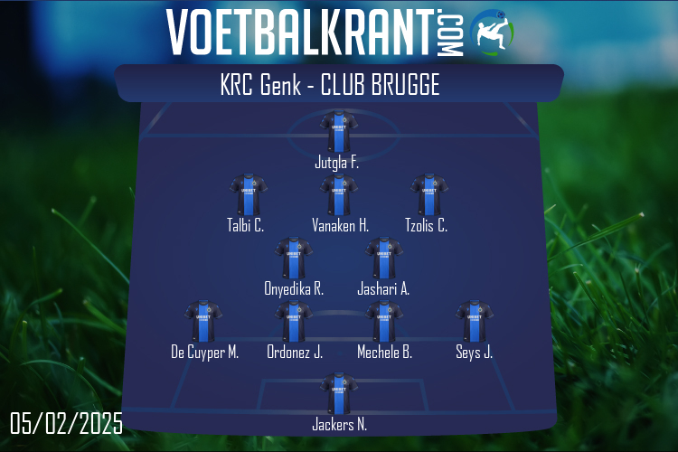 Opstelling Club Brugge | KRC Genk - Club Brugge (05/02/2025)