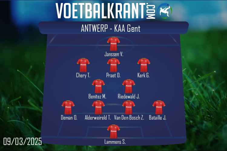 Opstelling Antwerp | Antwerp - KAA Gent (09/03/2025)