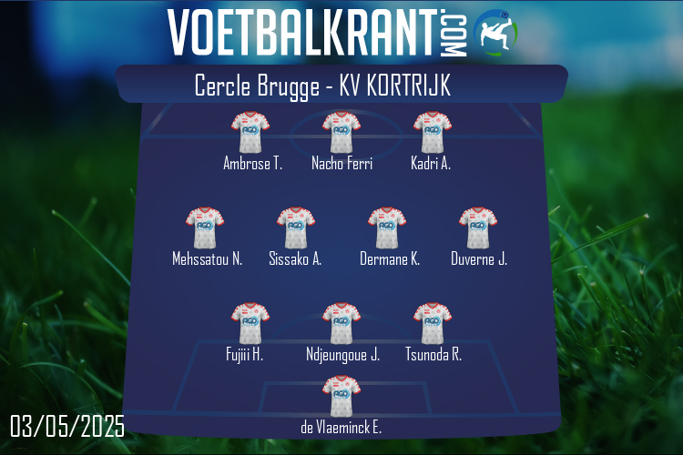 Opstelling KV Kortrijk | Cercle Brugge - KV Kortrijk (03/05/2025)