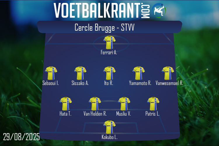Opstelling STVV | Cercle Brugge - STVV (29/08/2025)