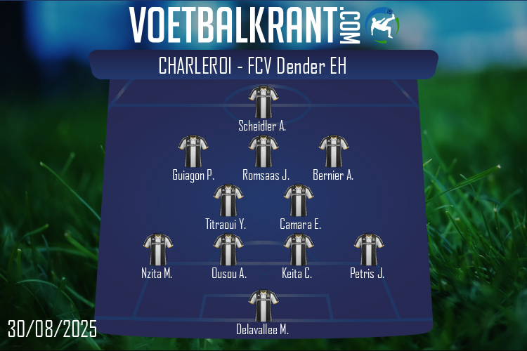 Opstelling Charleroi | Charleroi - FCV Dender EH (30/08/2025)