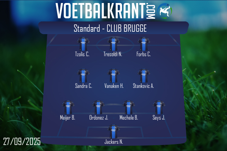 Opstelling Club Brugge | Standard - Club Brugge (27/09/2025)