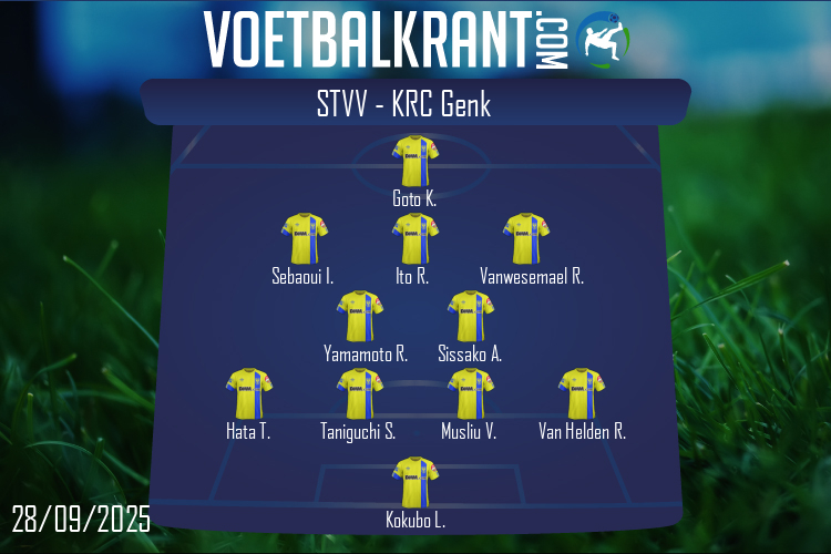 Opstelling STVV | STVV - KRC Genk (28/09/2025)