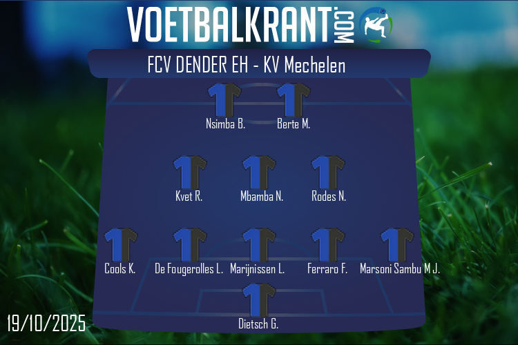 Opstelling FCV Dender EH | FCV Dender EH - KV Mechelen (19/10/2025)