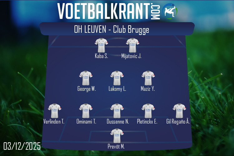 Opstelling OH Leuven | OH Leuven - Club Brugge (03/12/2025)