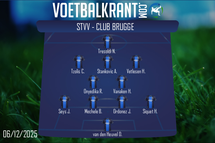 Opstelling Club Brugge | STVV - Club Brugge (06/12/2025)