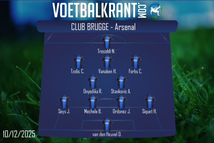 Opstelling Club Brugge | Club Brugge - Arsenal (10/12/2025)