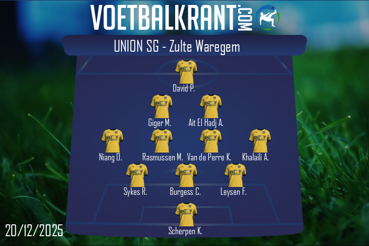 Opstelling Union SG | Union SG - Zulte Waregem (20/12/2025)