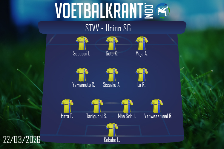 Opstelling STVV | STVV - Union SG (22/03/2026)