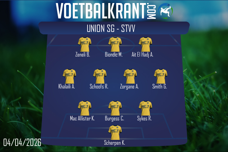 Opstelling Union SG | Union SG - STVV (04/04/2026)