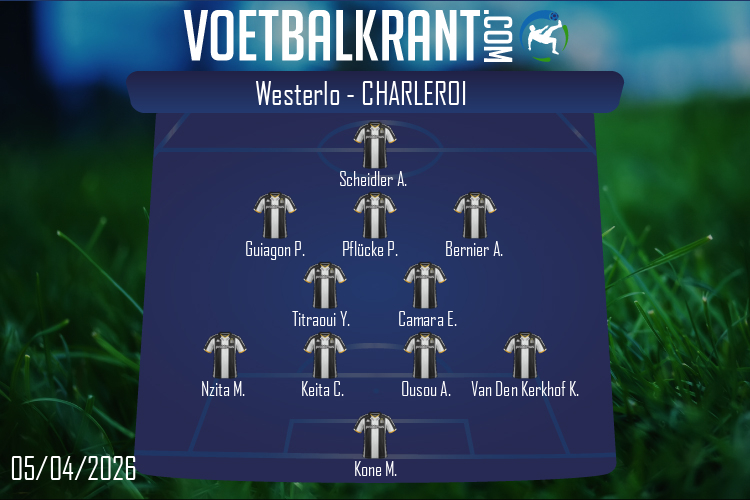 Opstelling Charleroi | Westerlo - Charleroi (05/04/2026)