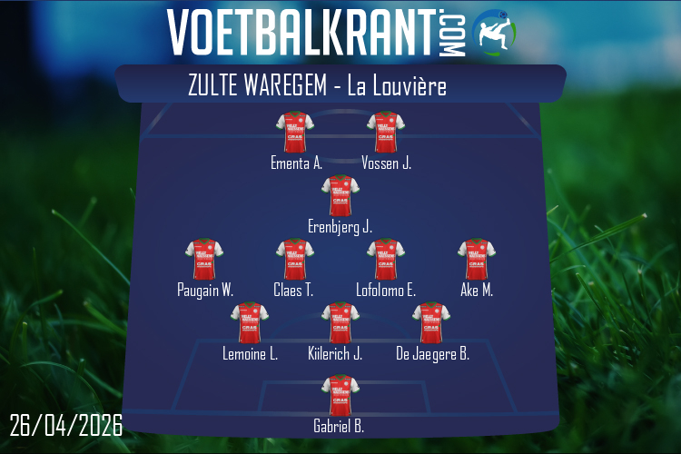 Opstelling Zulte Waregem | Zulte Waregem - La Louvière (26/04/2026)