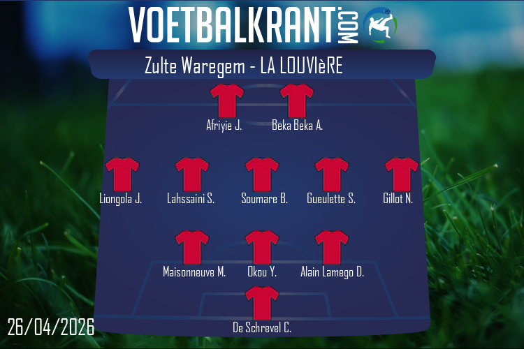 Opstelling La Louvière | Zulte Waregem - La Louvière (26/04/2026)
