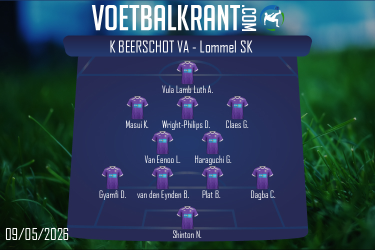 Opstelling K Beerschot VA | K Beerschot VA - Lommel SK (09/05/2026)
