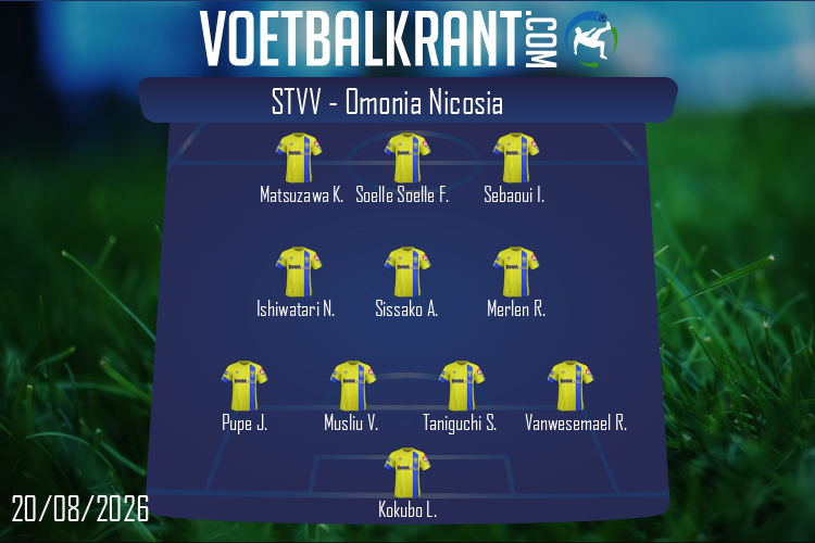 Opstelling STVV | STVV - Omonia Nicosia (20/08/2026)
