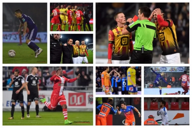 De videoref, Hanni, Limbombé (x2), Club, Genk, Dejaegere, Standard - KVO, Stanciu en Malinwa