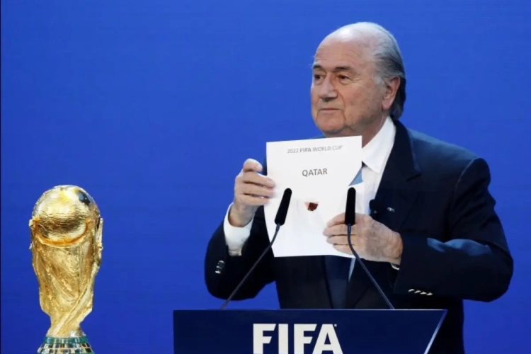 Zo ziet het logo van het WK in Qatar in 2022 eruit 